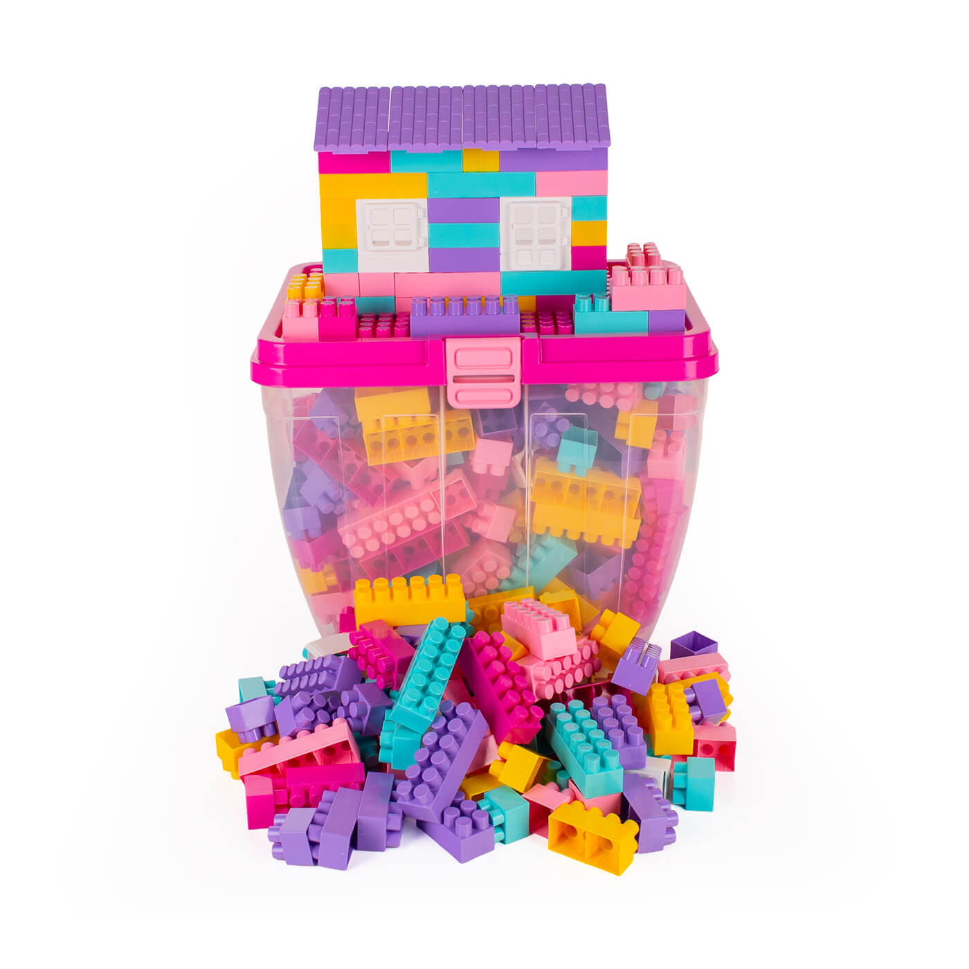 Klocki dla dziewczynki w kuferku z pokrywą do układania K2 Hemar 2+