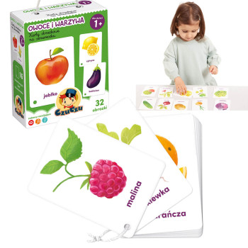 Karty obrazkowe na sznureczku owoce i warzywa CzuCzu  od 1 roku -  Edukacyjna pierwsza książeczka