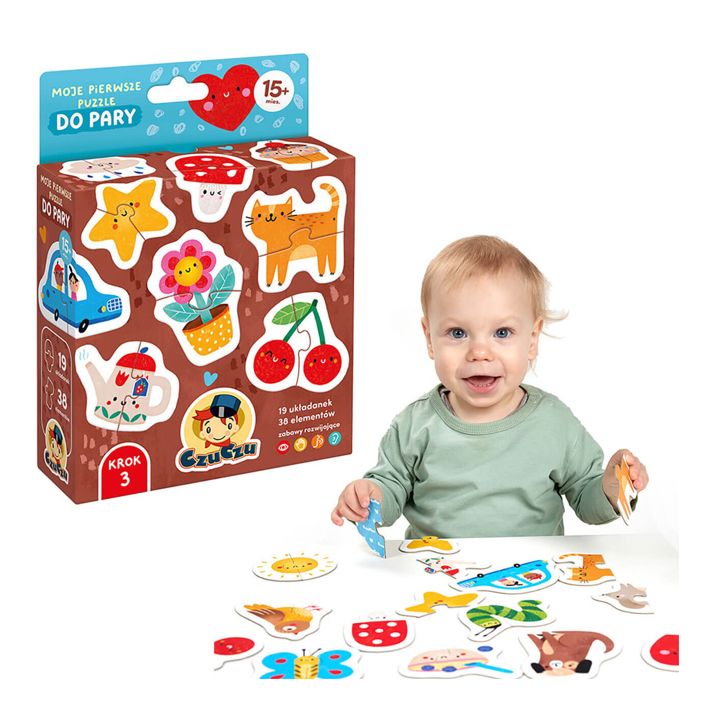 Puzzle do pary CzuCzu 12 m+ – Pierwsze puzzle edukacyjne dla maluszka od roku