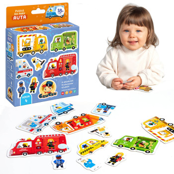 Puzzle do pary Auta CzuCzu 18 m+ – Pierwsze puzzle edukacyjne dla maluszka