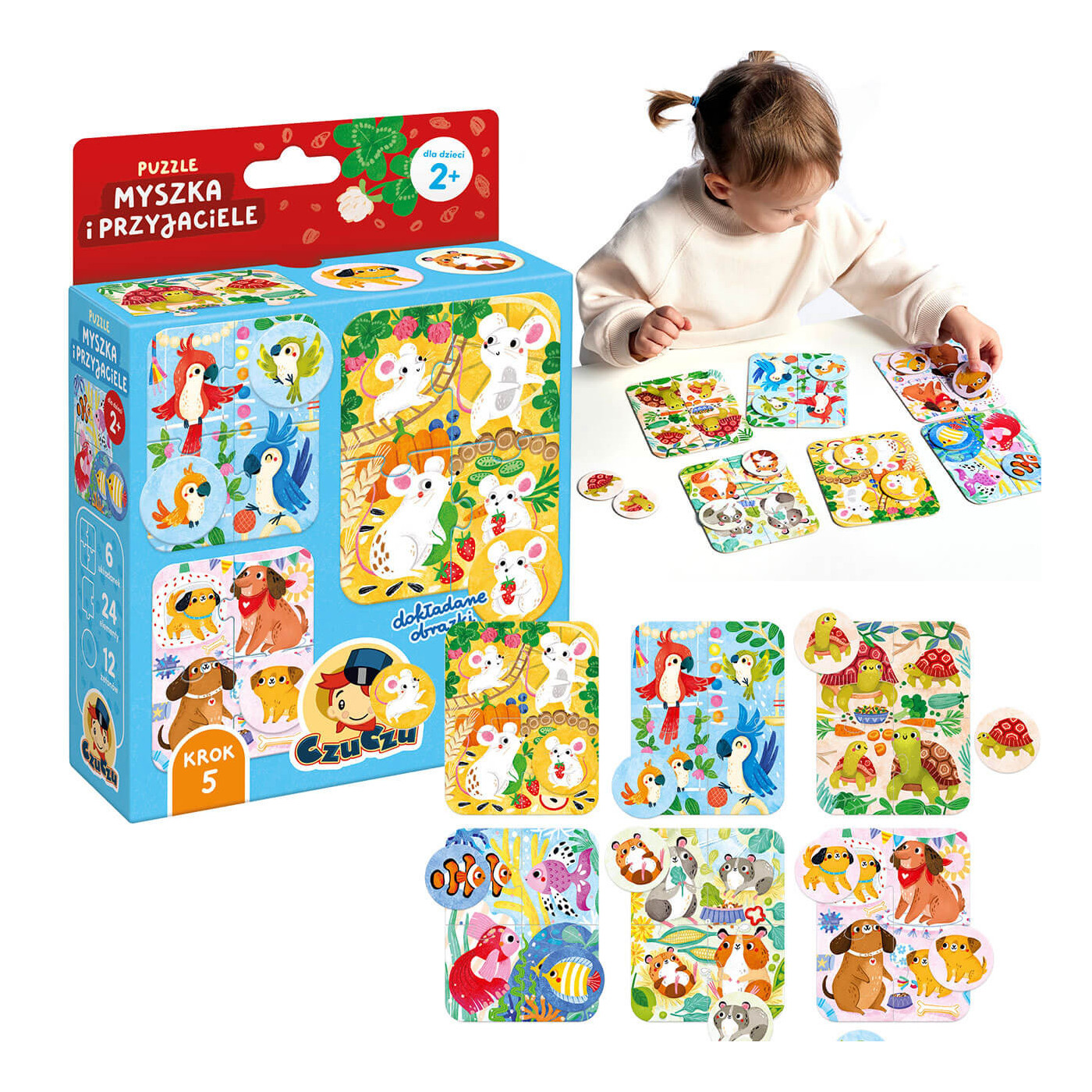 Puzzle Myszka i przyjaciele CzuCzu – Pierwsze puzzle 4 el. dla maluszka - 6 obrazków od 2 lat