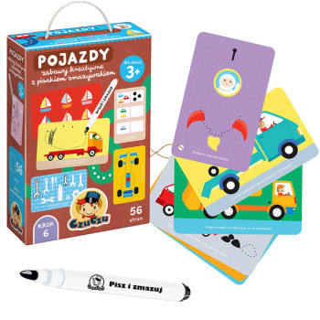 Poznaję pojazdy z CzuCzu – edukacyjna książeczka z zadaniami i pisakiem