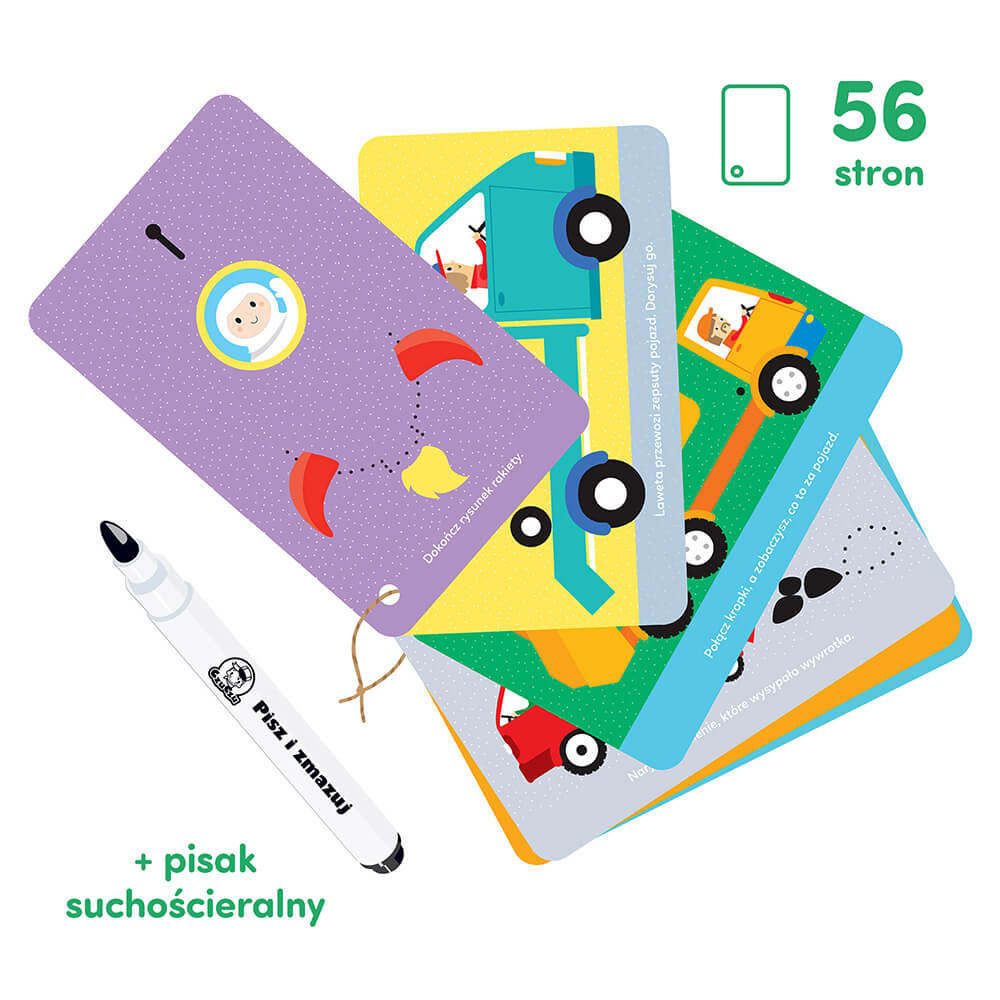 Książeczka Czuczu rysowanie zmazywanie pojazdy