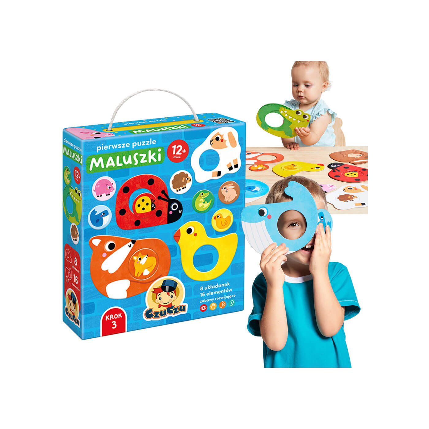 CzuCzu Pierwsze puzzle Maluszki – edukacyjne puzzle 2 el. od 12m-ca