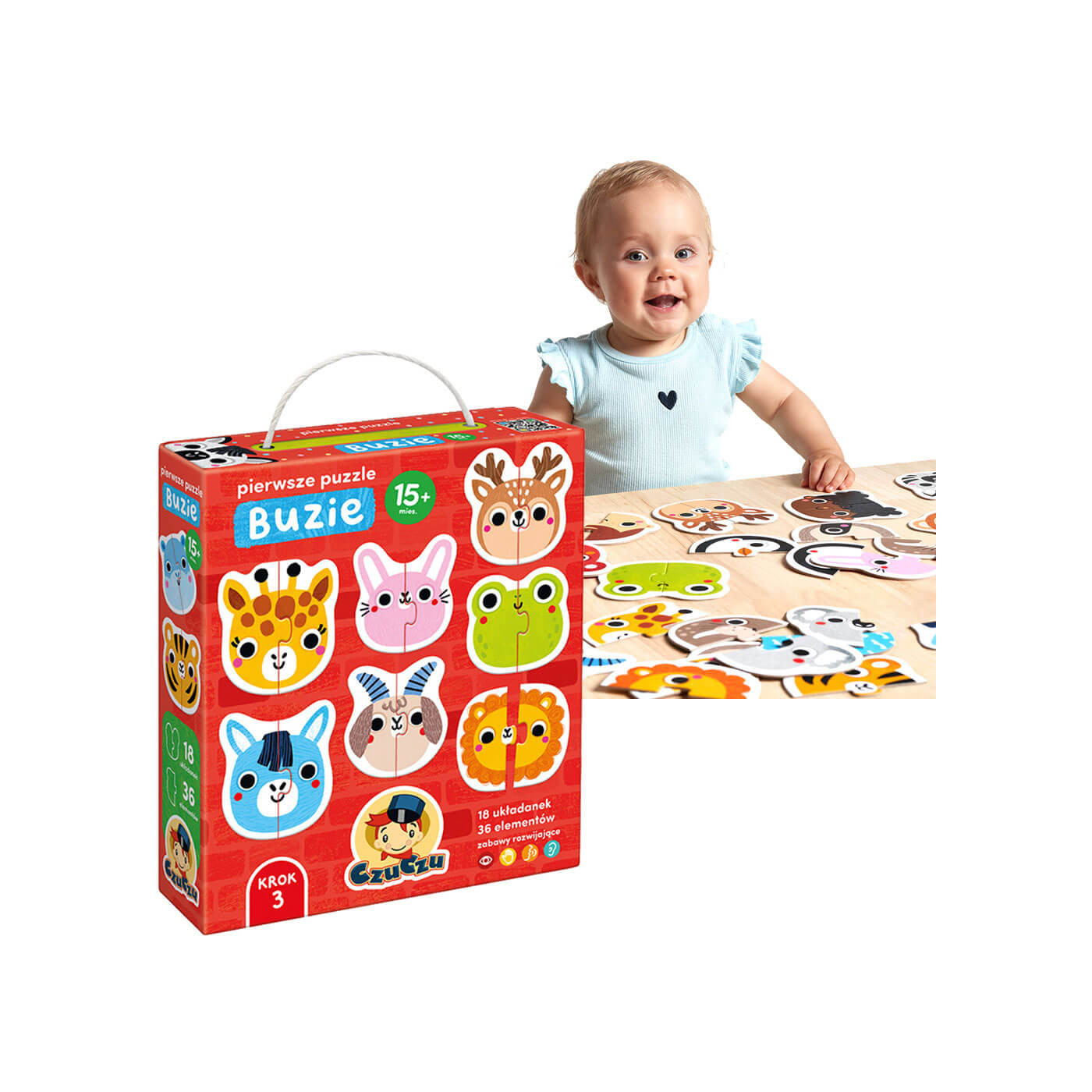 Puzzle Buzie CzuCzu – emocje i mimika dla najmłodszych od 15 m-cy