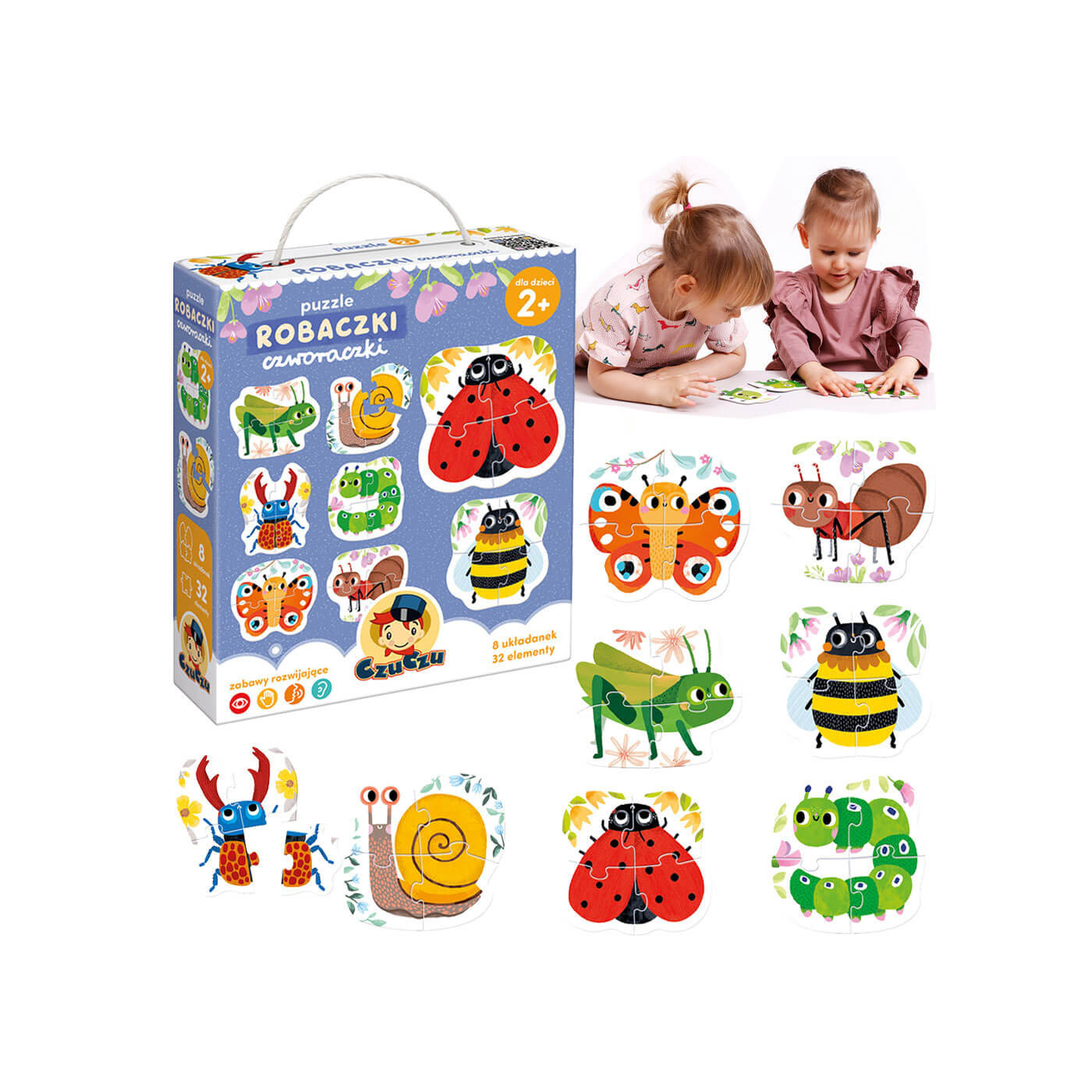 CzuCzu Puzzle Robaczki czworaczki – pierwsze kilkuelementowe puzzle 2+