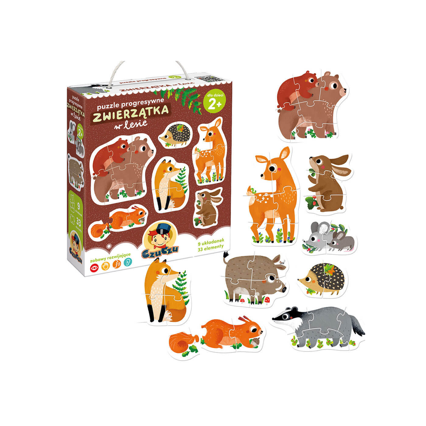 CzuCzu Puzzle progresywne Zwierzątka w lesie – rozwój i zabawa od 2 lat