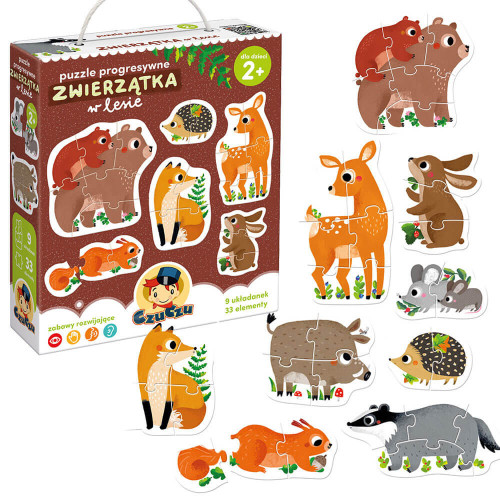 CzuCzu Puzzle progresywne Zwierzątka w lesie – rozwój i zabawa od 2 lat