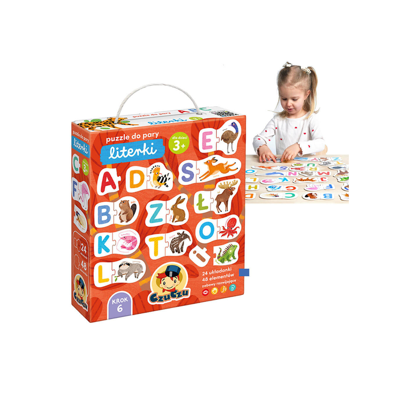 CzuCzu Puzzle do pary Literki 3+ – 24 układanki + poradnik