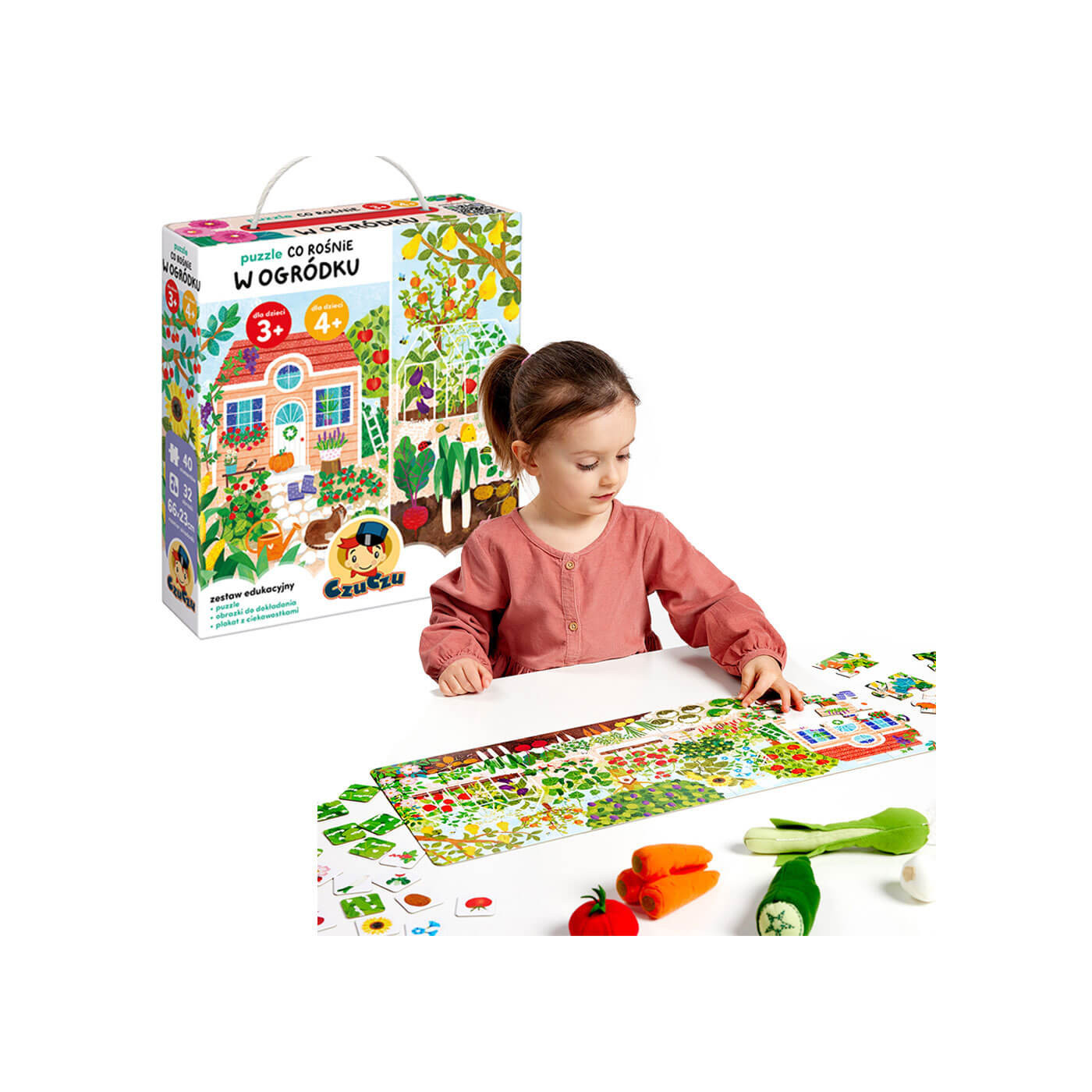 CzuCzu Puzzle Co rośnie w ogródku – duża układanka 40 el. + 32 obrazki i plakat 3+