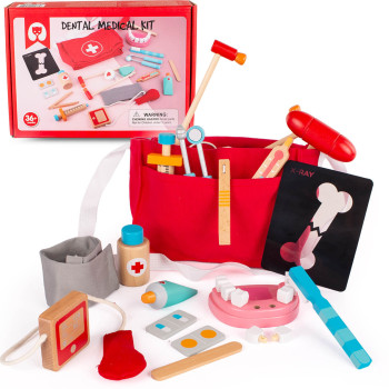 Zestaw lekarz, dentysta drewniany zabawka montesorii dla dzieci 3+
