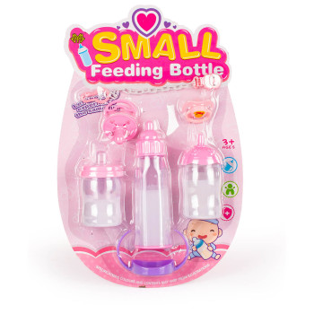 Zestaw akcesoriów dla lalek - magiczna butelka, kubek z mlekiem + Smoczek z łańcuszkiem