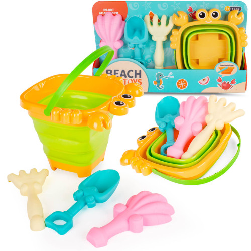 Zestaw zabawek do piasku składane wiaderko do piasku + łopatka i foremki