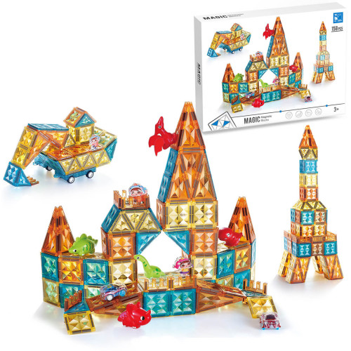 Klocki magnetyczne konstrukcyjne 3D Geometryczne edukacyjne 158 el. 3+