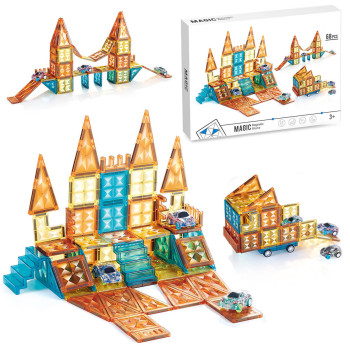 Klocki magnetyczne 3D dla dzieci, konstrukcyjne, geometryczne edukacyjne 68 el. 3+