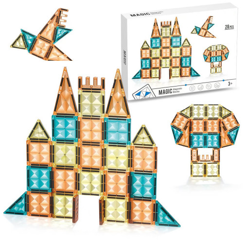 Klocki magnetyczne 3D dla dzieci kreatywne, klocki konstrukcyjne 28 el. 3+