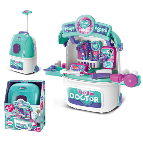 Zestaw lekarza dla dzieci w walizce, zestaw lekarski na kółkach rozkładany
