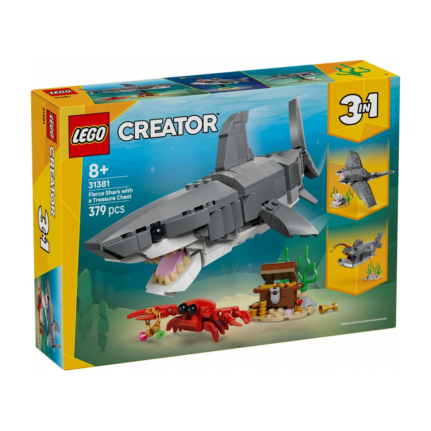 Klocki Creator 31381 Groźny rekin i skrzynia ze skarbem