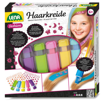 Zestaw kred do włosów dla dzieci zmywalna - 5 kolorów + zestaw naklejek 6+