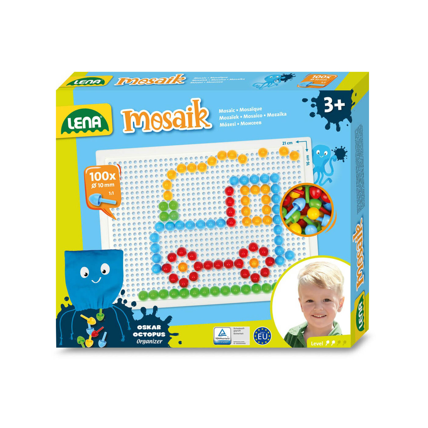 Mozaika dla dzieci, wtykana 100 el. układanka, zabawka kreatywna dla dzieci 3+