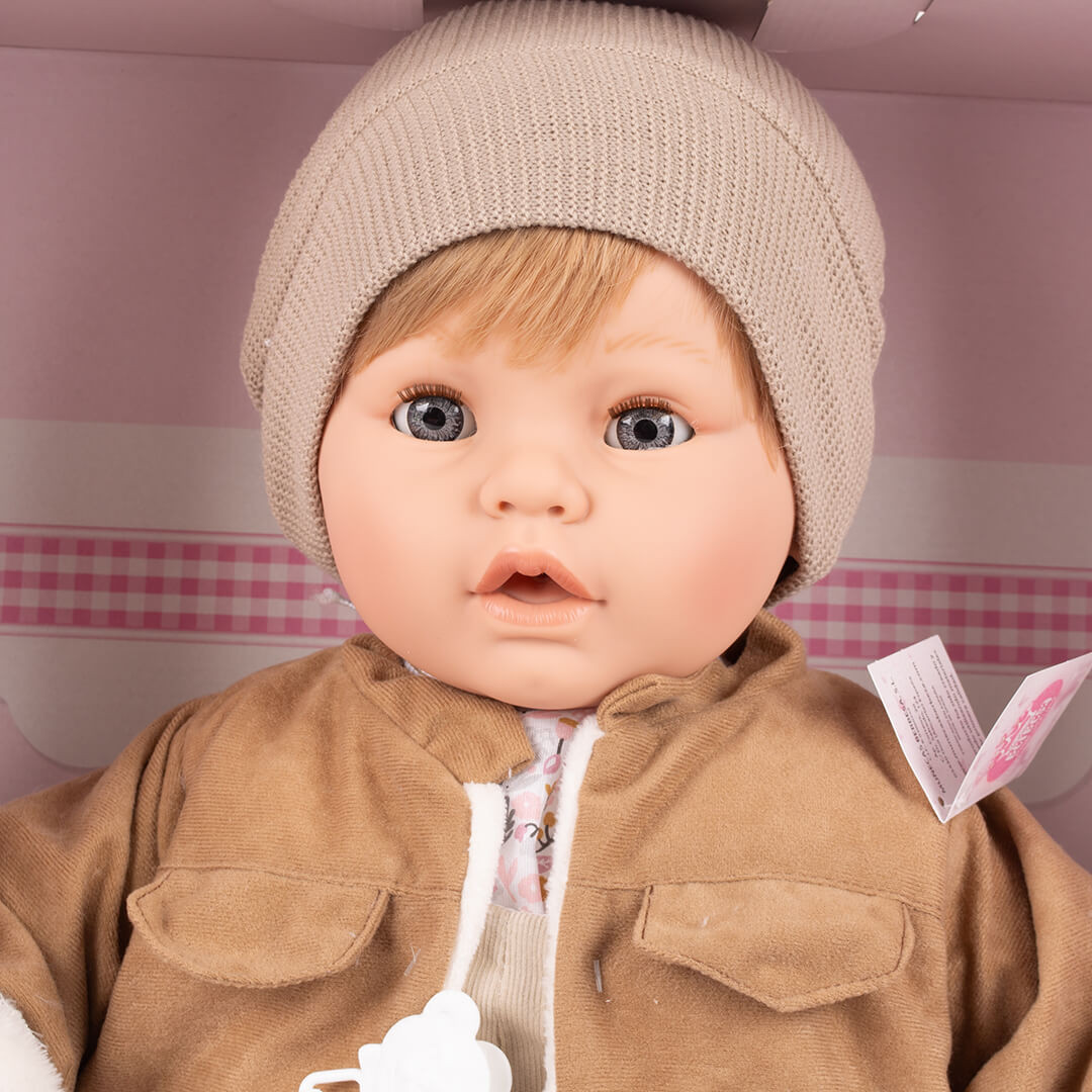 Duża lalka chłopczyk w ubranku płacząca