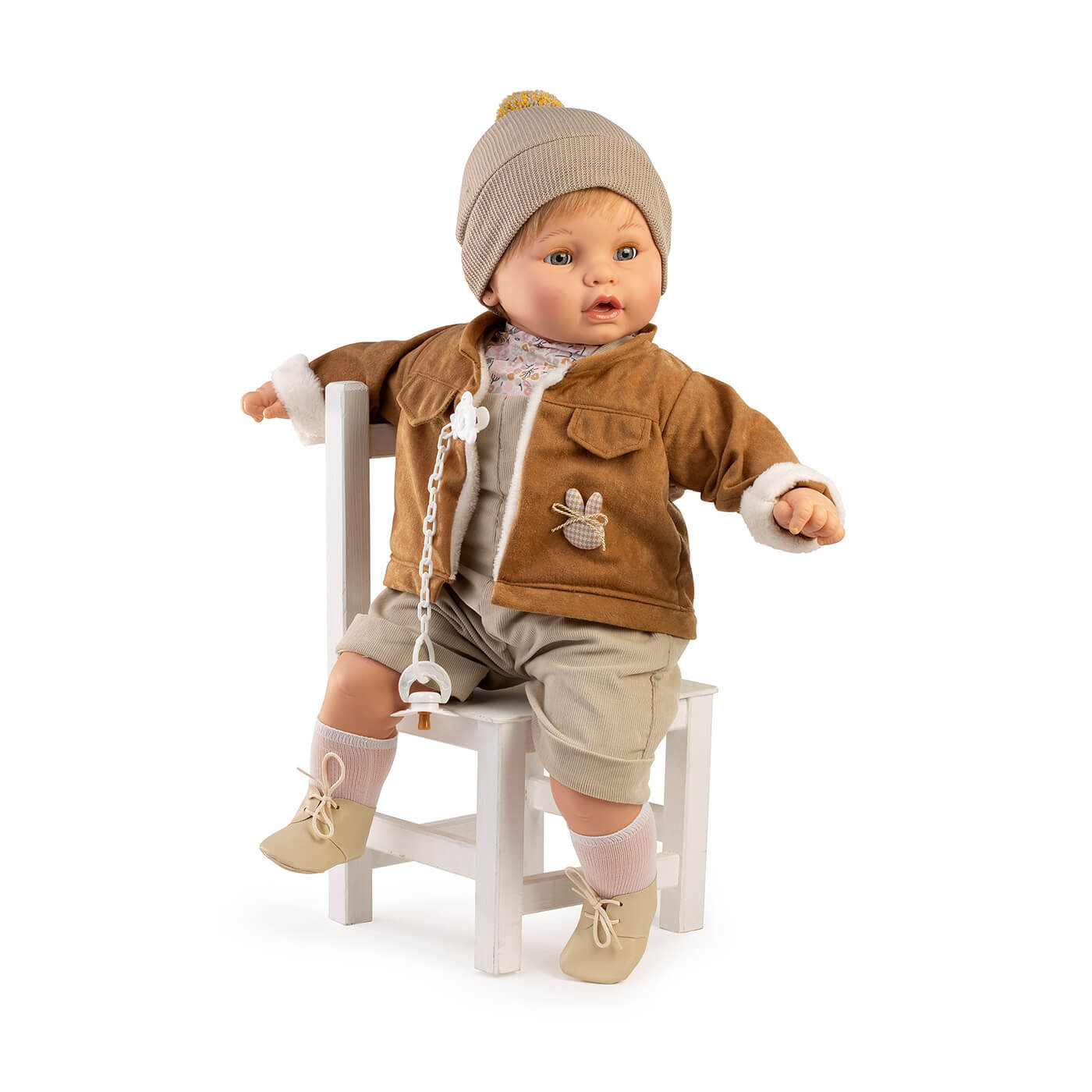 Duża Lalka hiszpańska chłopczyk Dulzon 62 cm płacze mówi otwiera oczy