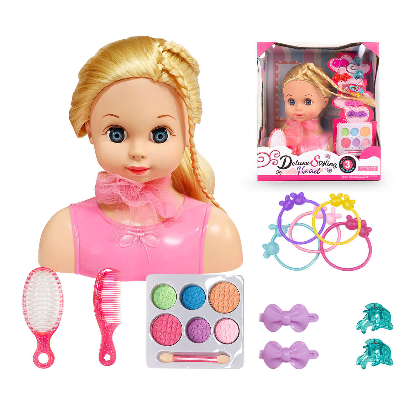Głowa do czesania dla dziewczynki,  zestaw fryzjerski z akcesoriami