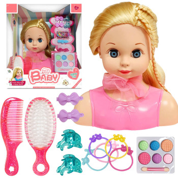 Głowa do czesania dla dziewczynki,  mała stylistka, zestaw fryzjerski z akcesoriami