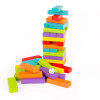 Drewniana Wieża Zręcznościowa 54 Elementy Kolorowe Klocki + Kostka Gra Rodzinna