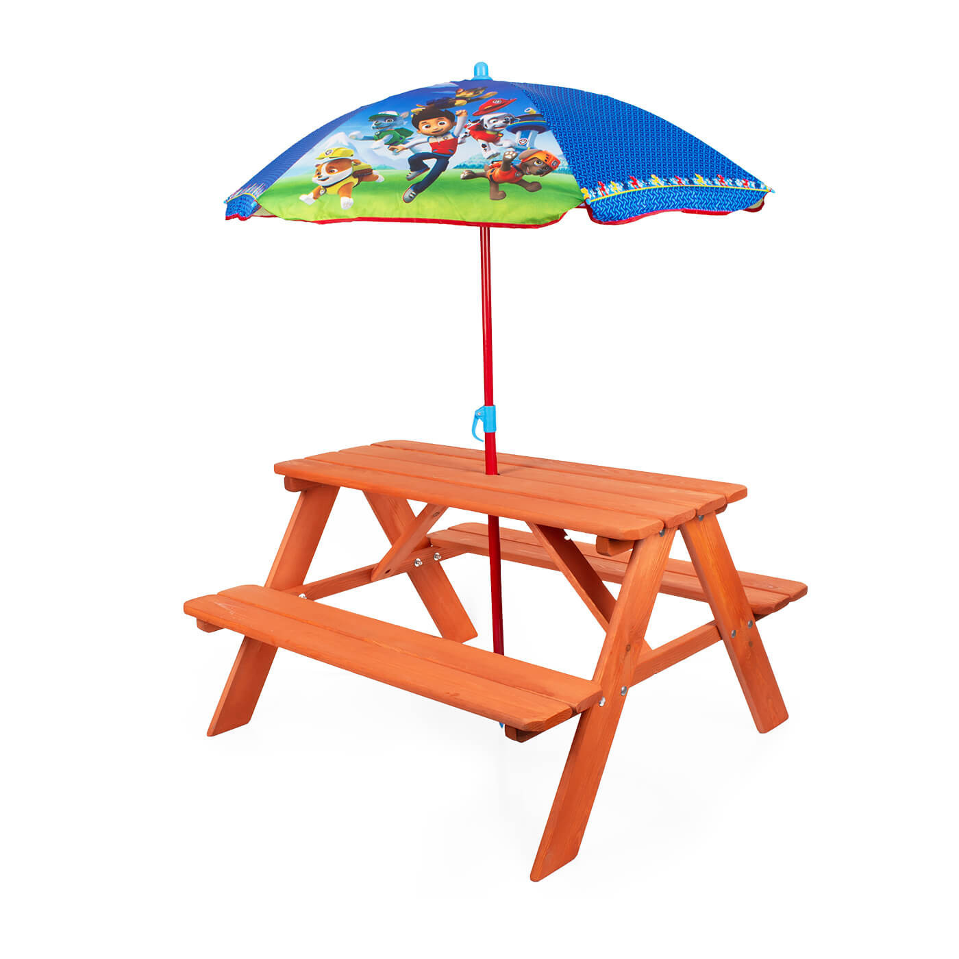 Stolik ogrodowy dla dzieci z parasolem plażowym Psi Patrol drewniany