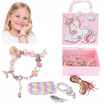 Zestaw do Robienia bransoletek w etui Jednorożec 170 el. – Koraliki, Zawieszki, Biżuteria DIY