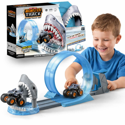 Tor Wyścigowy Monster Track Shark z Pętlą 360° + Autka | Zabawka dla Dzieci 3+
