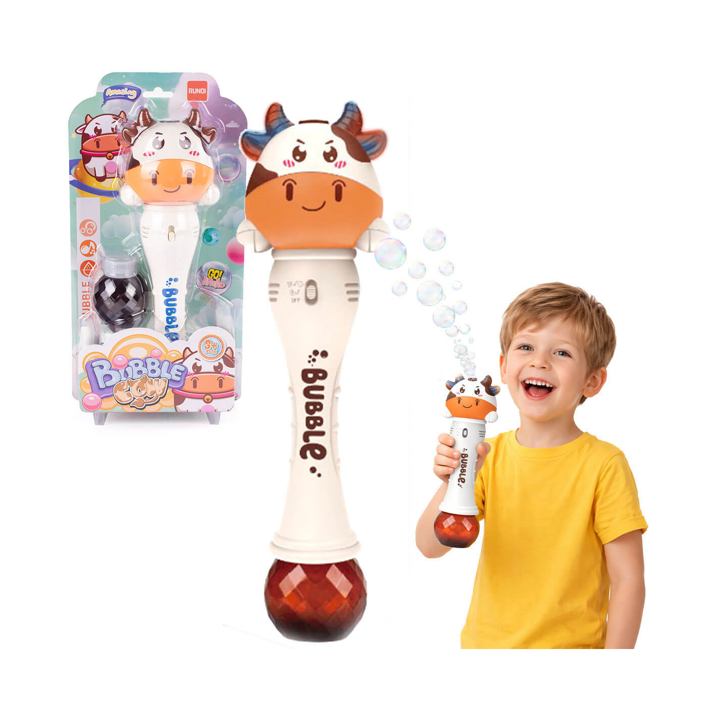 Maszynka do Baniek Mydlanych Krówka 29 cm – Automatyczna Wytwornica Baniek na Baterie