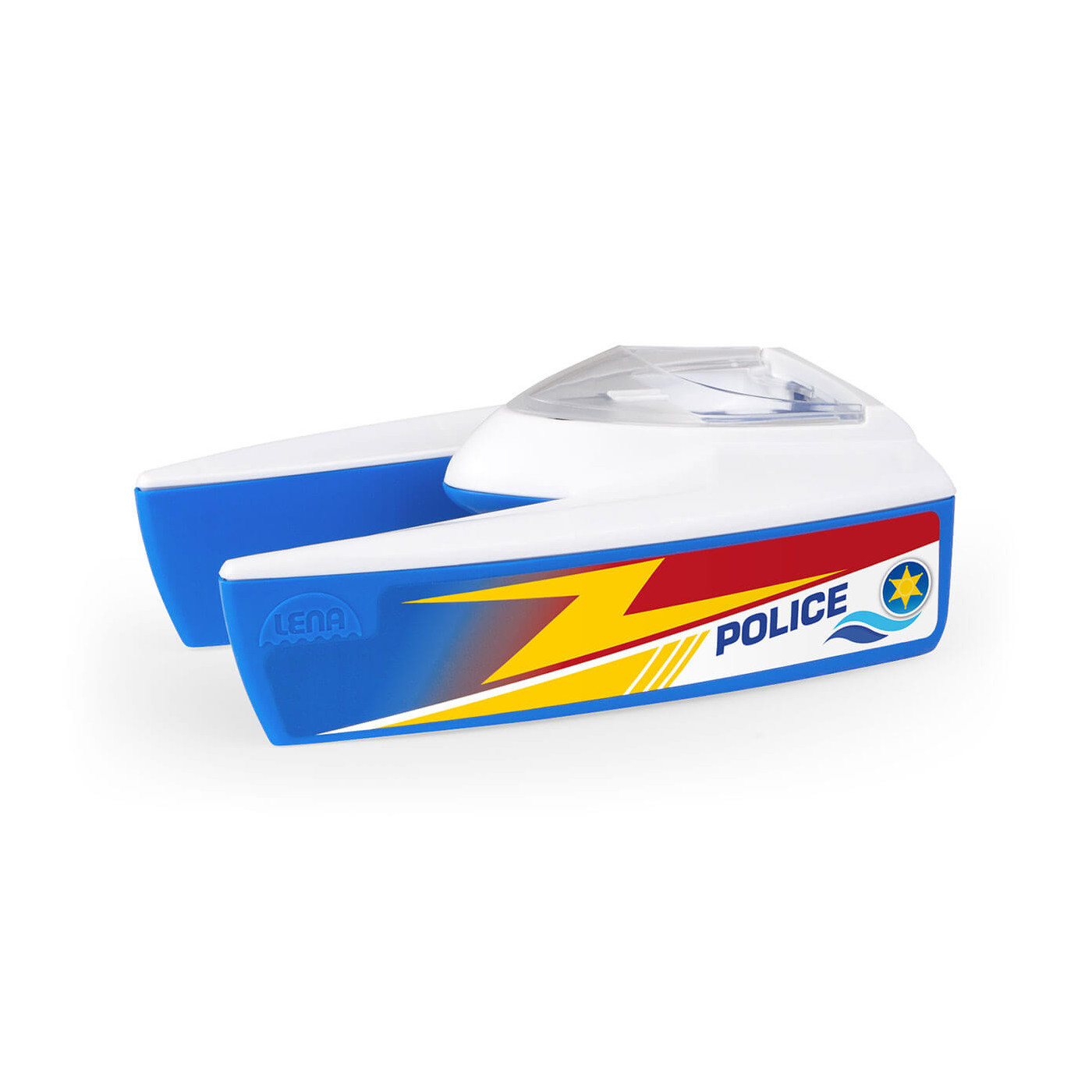 Łódka policyjna Katamaran dla Dzieci – Zabawka do Wody Basen Wanna LENA