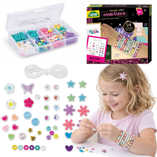 Zestaw do robienia bransoletek,  koraliki do tworzenia w szkatułce LENA  8+