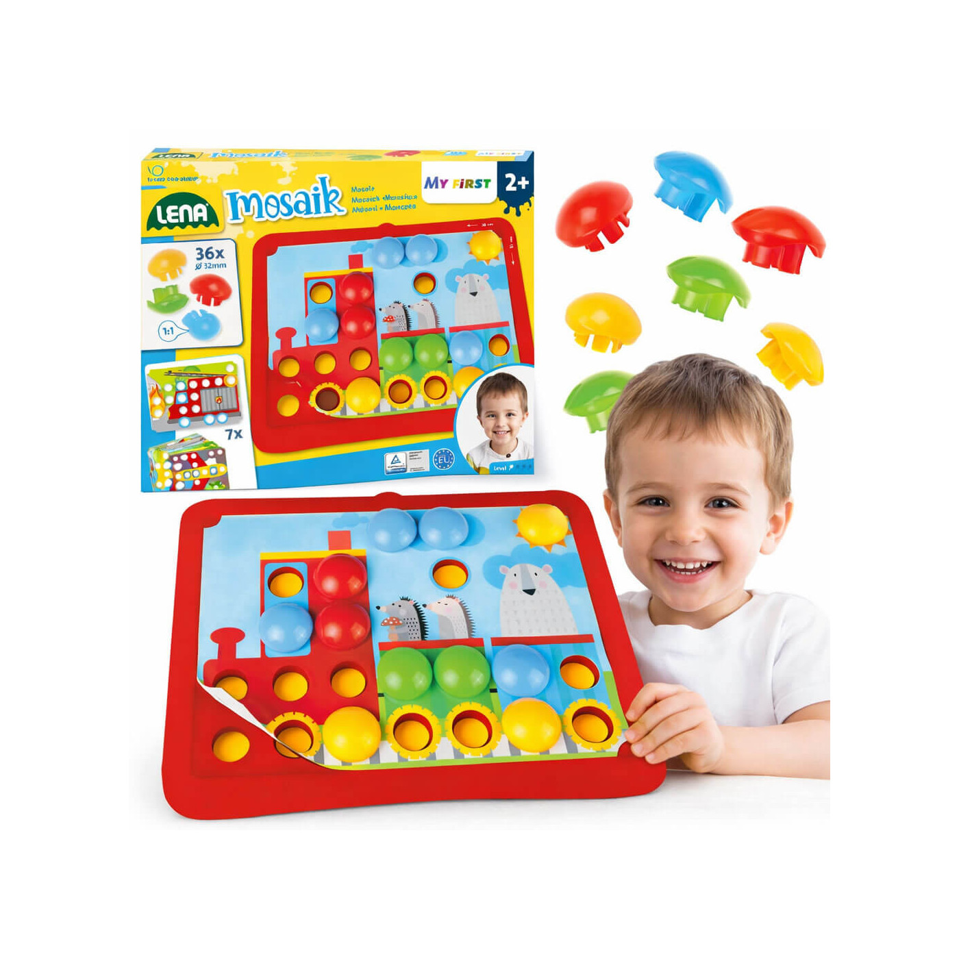 Mozaika guzikowa od 2 lat – układanka mozaikowa, duże elementy dla dzieci 2+