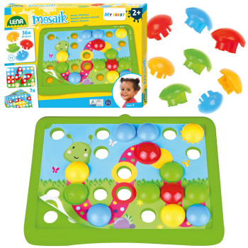 Mozaika guzikowa od 2 lat – układanka mozaikowa, duże elementy dla dzieci 2+ Zwierzątka