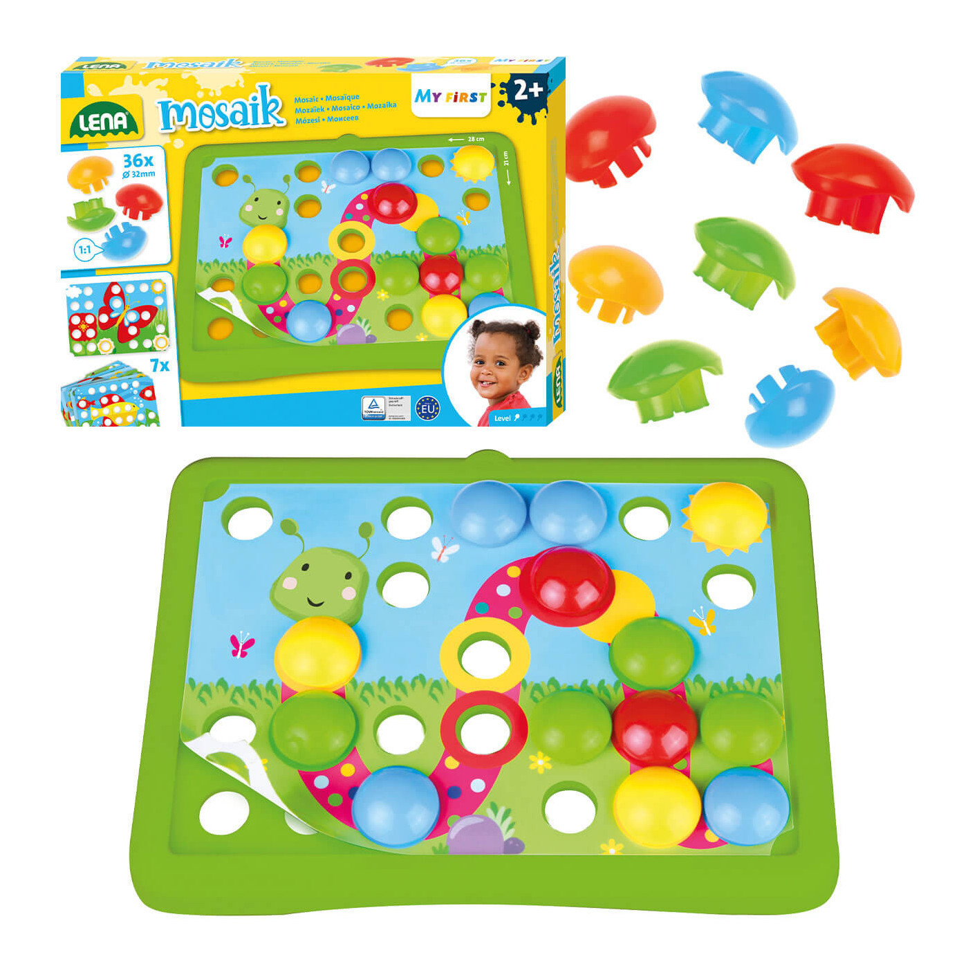 Mozaika guzikowa od 2 lat – układanka mozaikowa, duże elementy dla dzieci 2+ Zwierzątka