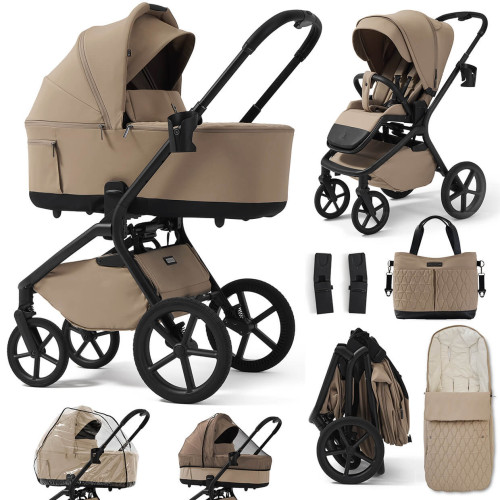 Wózek 2w1 spacerówka, gondola INSPIRO Future Desing szybkie składanie ALMOND CREAM