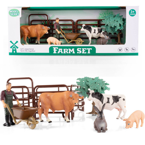 Zestaw Farma dla Dzieci – Figurki Zwierząt Gospodarskich z Rolnikiem