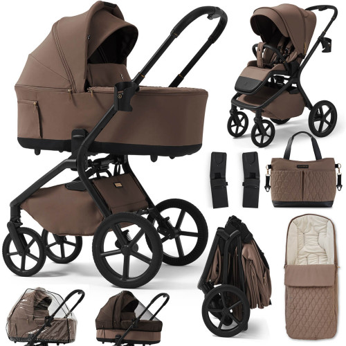 Wózek 2w1 spacerówka, gondola INSPIRO Future Desing szybkie składanie ESSENTIAL MOKKA