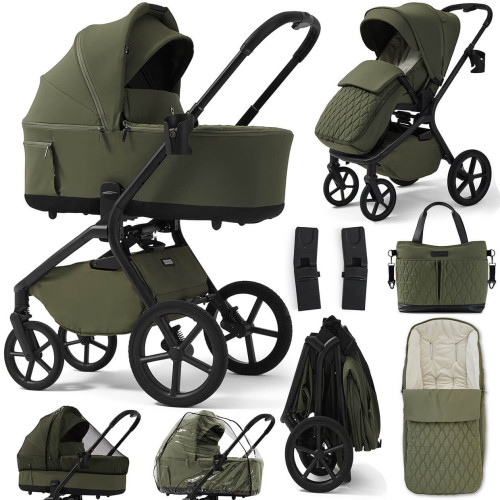 Wózek 2w1 spacerówka, gondola INSPIRO Future Design szybkie składanie SILK OLIVE