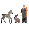 Figurki zwierzątek wiejskich z rolnikiem Farma - Konik, króliczek, farmer