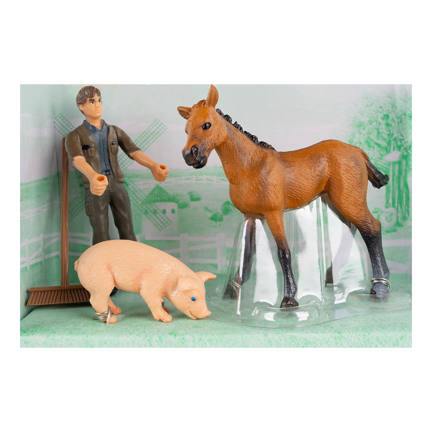 Zestaw figurek farmera, konik, świnka  