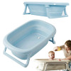 Składana wanienka dziecięca TEGA Baby 81 cm z termometrem, odpływem i nóżkami –niebieska