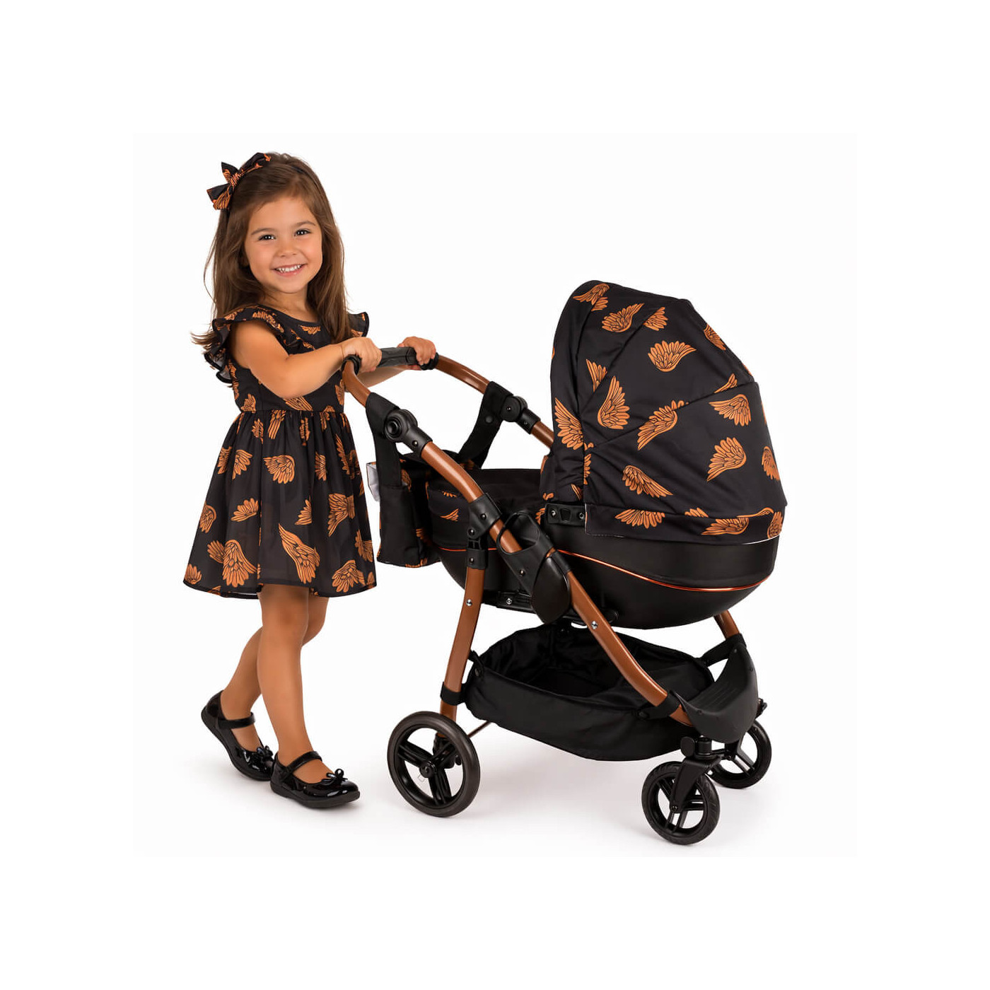 Stylowy wózek dla lalek gondola, głęboko spacerowy Tola jak prawdziwy