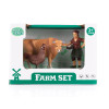 Figurki zwierzątek wiejskich Zagroda Farma - Byk, kura, farmerka z koszem