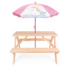 Stolik ogrodowy dla dzieci z parasolem Unicorn Jednorożec drewniany