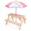 Stolik ogrodowy dla dzieci z parasolem Unicorn Jednorożec drewniany