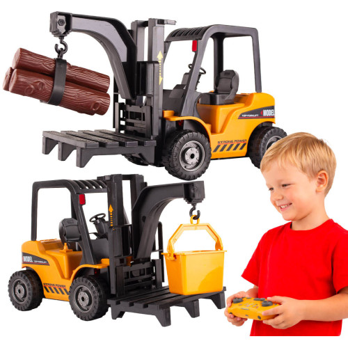 Wózek widłowy RC z pilotem – widlak z podnośnikiem transport drzewa